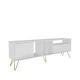 Comodă TV Mistico (180), Diverse culori, 180x36x59 cm - Alb - Auriu | SKU: 875ZNA5308 | Comodă TV Mistico (180), 180x36x59 cm, varianta Alb - Auriu, produs pentru amenajarea locuinței, disponibil online în România la CasaMob