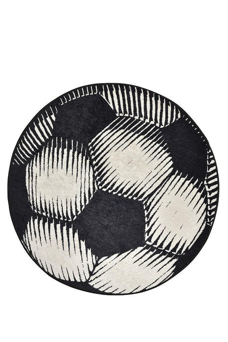 Covor de Copii Football, Alb - Negru, 200x200 cm