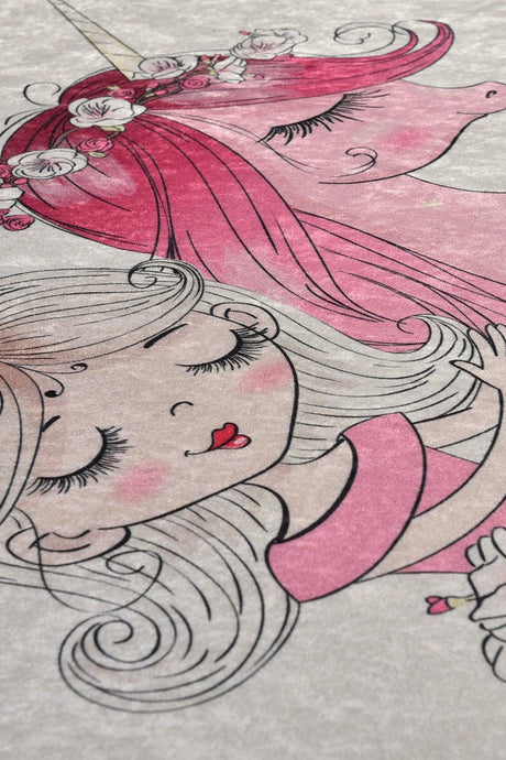 Covor de Copii Little Princess, Roz - Alb, 100x160 cm
