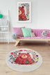 Covor de Copii Rotund Panda Rosu, Multicolor, 140x140 cm, SKU 876CHL1221