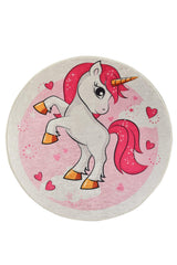 Covor de Copii Rotund Poni, Roz, 140x140 cm