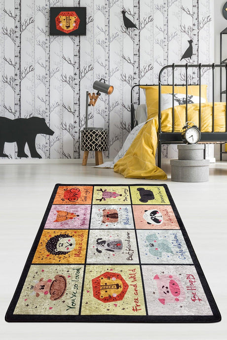 Covor de Copii Wild Animals, Multicolor, 100x160 cm