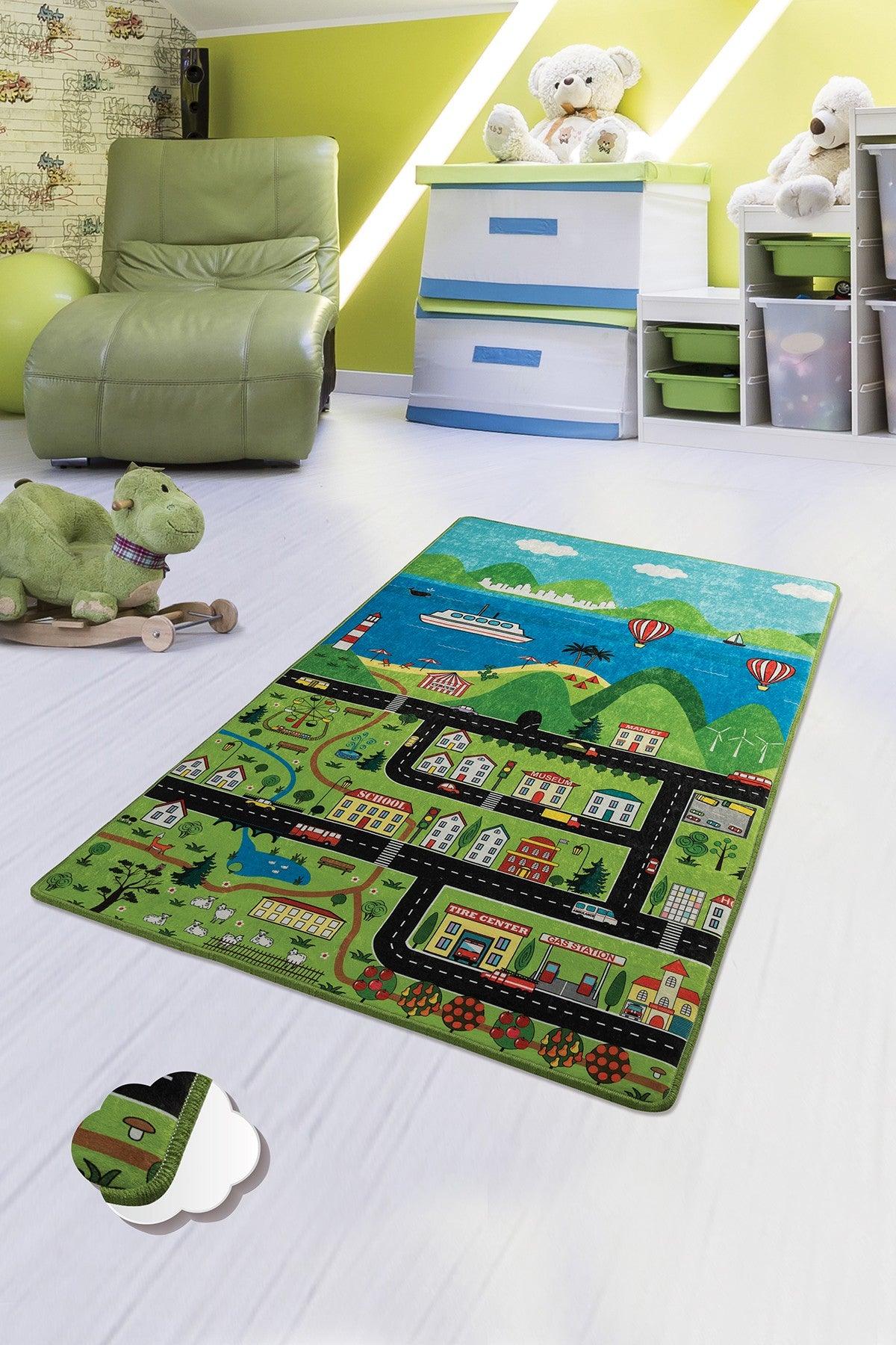 Covor de Copii Green City, Multicolor, 80x140 cm
