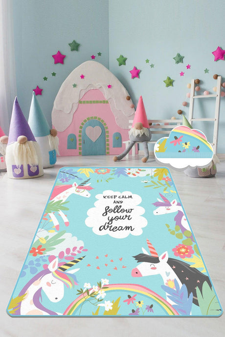 Covor de Copii Cute Unicorn, Multicolor (diverse dimensiuni)