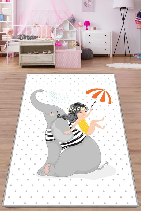 Covor de Copii Elefant Fericit, Multicolor (diverse dimensiuni)