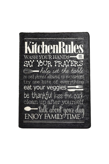 Covor de Bucatarie Kitchen Rules, Lavabil, Antiderepant, Negru, 80x150 cm