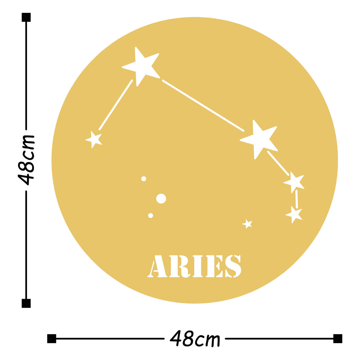Decorațiune de perete din metal Aries Horoscope, Auriu, 48x48x0 cm