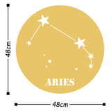 Decorațiune de perete din metal Aries Horoscope, Auriu, 48x48x0 cm