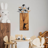Decorațiune de perete din lemn Flying Boy 2, Nuc - Negru, 45x86x3 cm