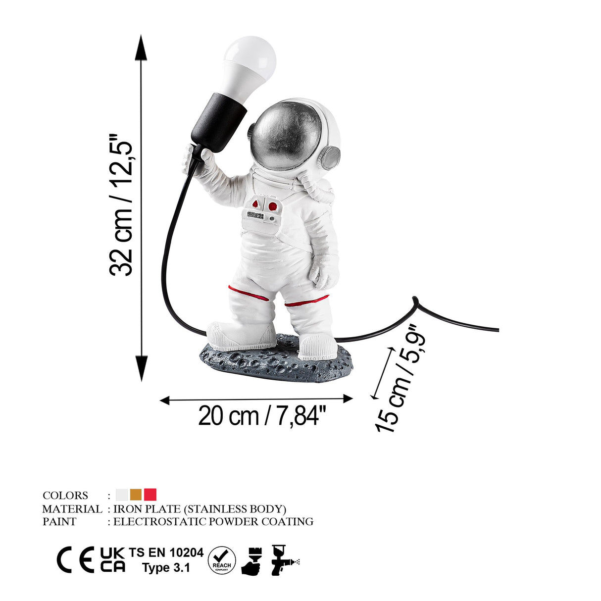 Veioză Astronaut - 3, Multicolor, 20x15x32 cm