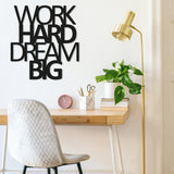 Decoratiune de perete Metal Work Hard Dream Big, 70x1x65 cm - Negru, SKU 891TNL1105