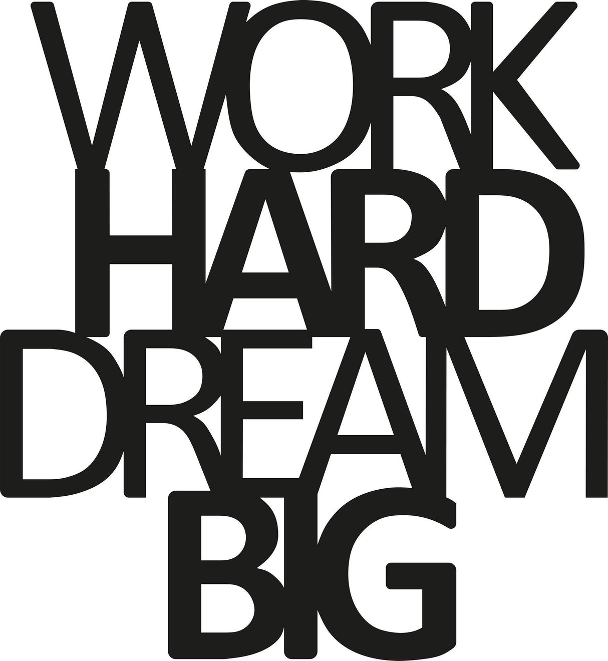 Decoratiune de perete Metal Work Hard Dream Big, 70x1x65 cm - Negru, SKU 891TNL1105