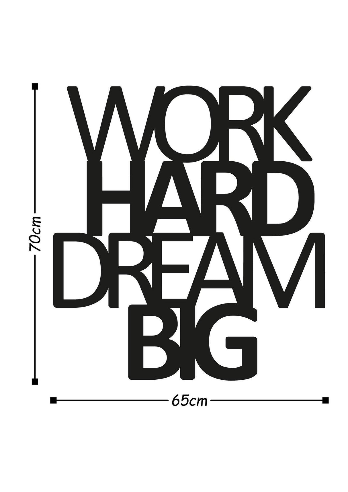 Decoratiune de perete Metal Work Hard Dream Big, 70x1x65 cm - Negru, SKU 891TNL1105