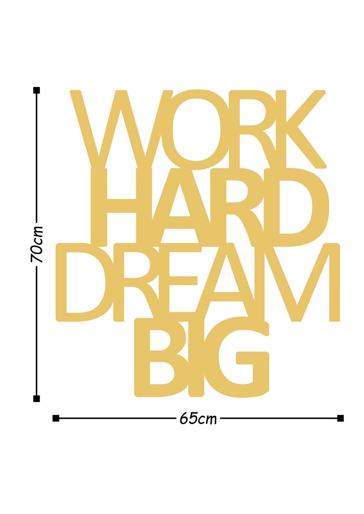 Decoratiune de perete Metal Work Hard Dream Big, 70x1x65 cm - Auriu, SKU 891TNL1105
