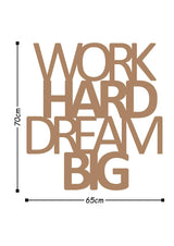 Decoratiune de perete Metal Work Hard Dream Big, 70x1x65 cm - Cupru, SKU 891TNL1105