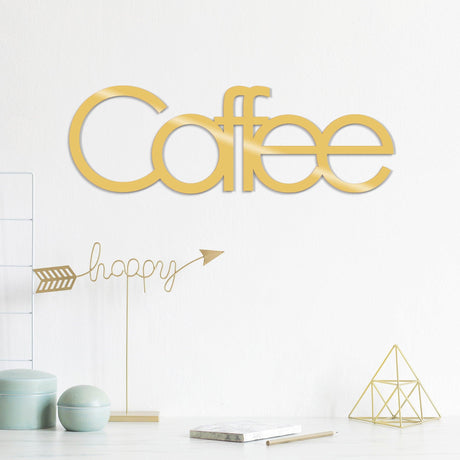 Decoratiune de perete Metal wantCoffee, Negru, 17x1x50 cm