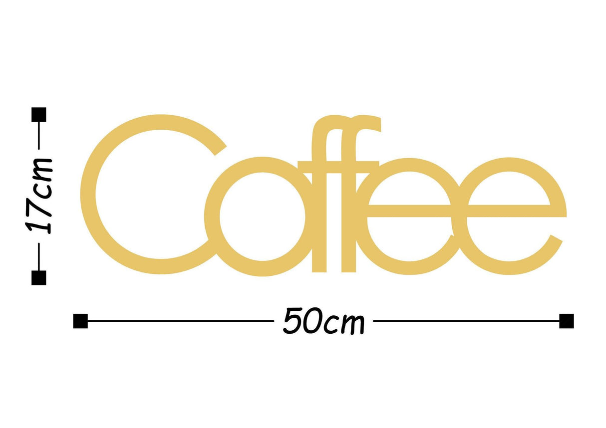 Decoratiune de perete Metal wantCoffee, Negru, 17x1x50 cm - Auriu, SKU 891TNL1113