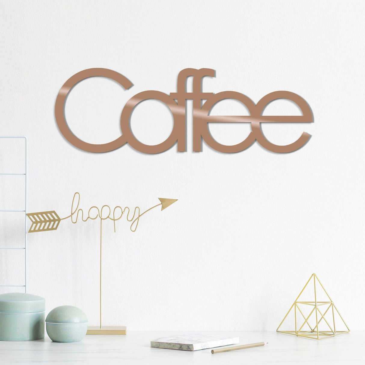 Decoratiune de perete Metal wantCoffee, Negru, 17x1x50 cm - Cupru, SKU 891TNL1113