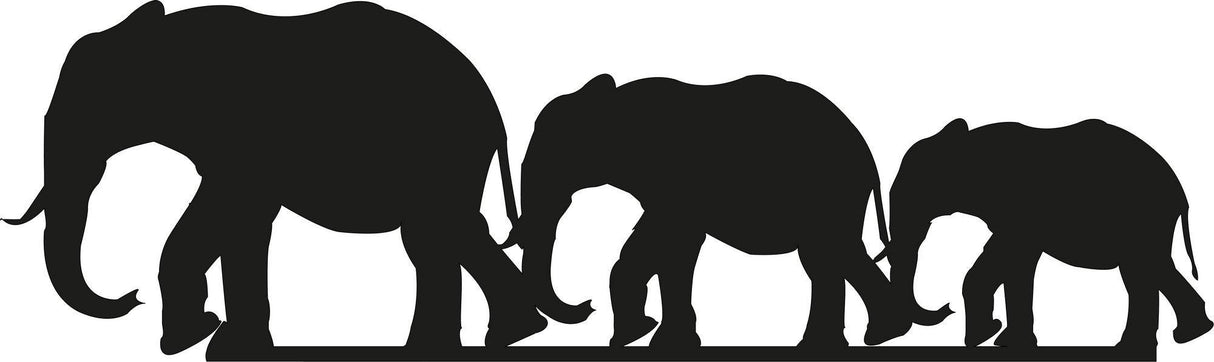 Decoratiune de perete Metal Elephants, Negru, 50x1x15 cm