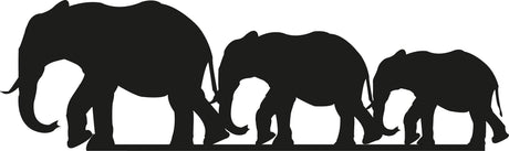 Decoratiune de perete Metal Elephants, Negru, 50x1x15 cm