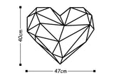 Decoratiune de perete Metal Inima 3D, Negru, 40x0x47 cm