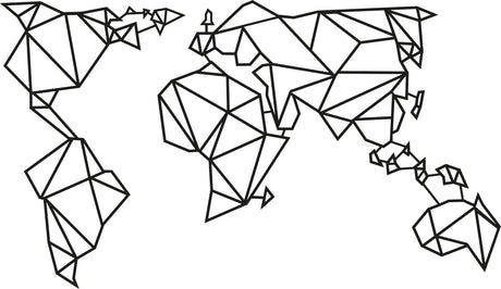 Decoratiune de perete Metal World Map2, Negru, 58x1x100 cm