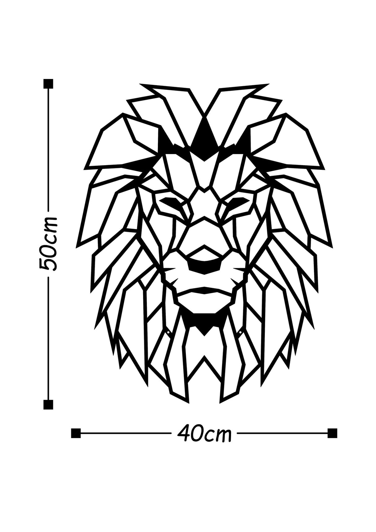Decorațiune de perete din metal Lion, Negru, 40x50x0 cm