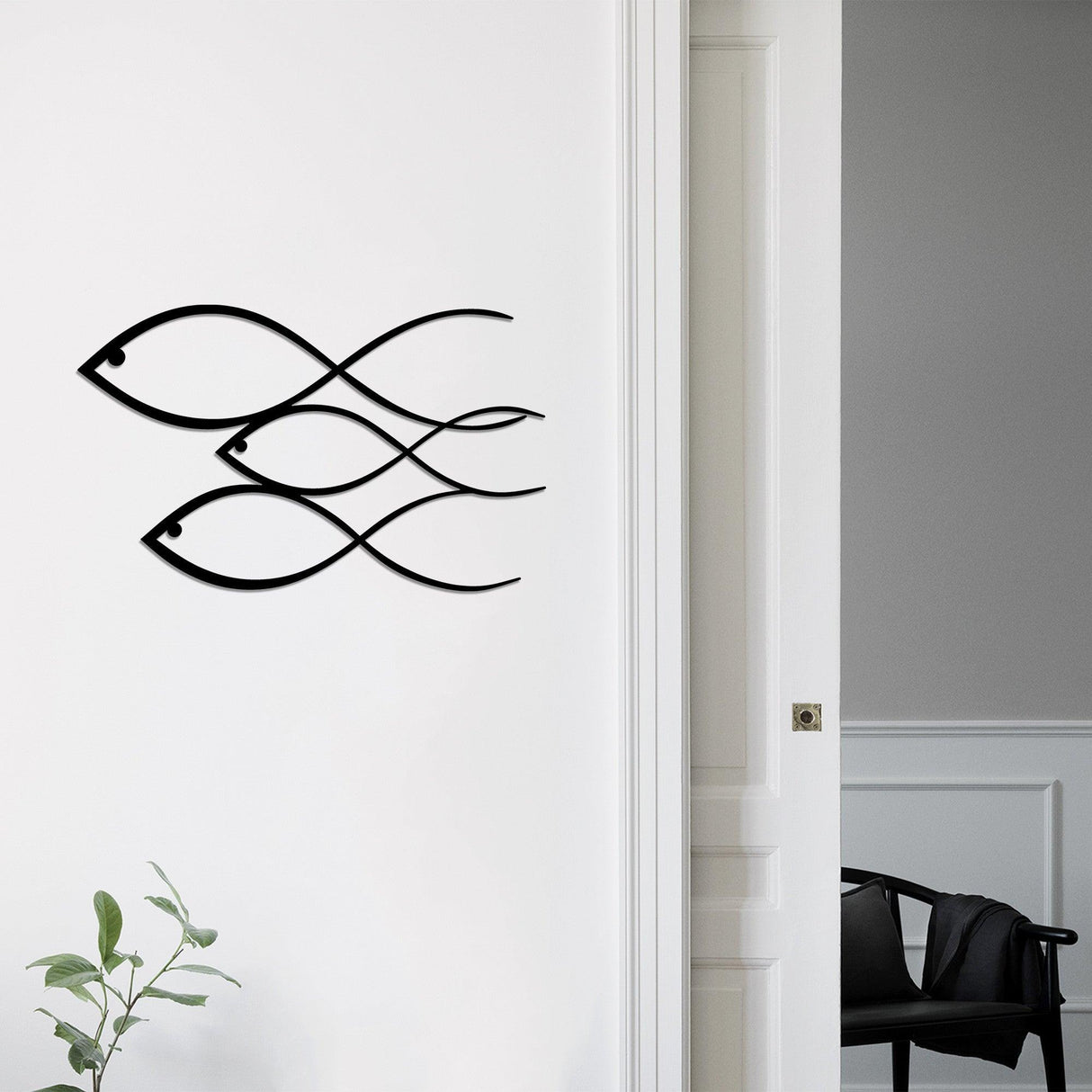 Decorațiune de perete din metal Fish, Diverse culori, 50x30x0 cm - Negru | SKU: 891TNL1366 | Decorațiune de perete din metal Fish, 50x30x0 cm, varianta Negru, produs pentru amenajarea locuinței, disponibil online în România la CasaMob