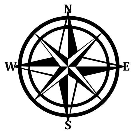 Decoratiune de perete Metal Compass, Negru, 55x1x55 cm