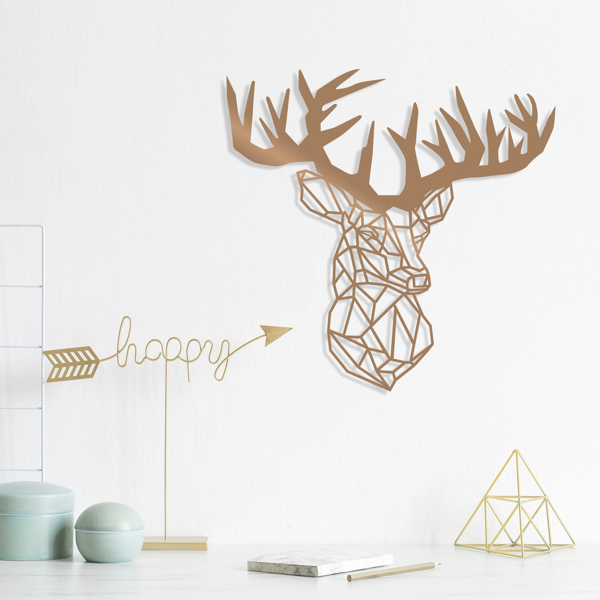 Decorațiune de perete din metal Deer3, Diverse culori, 50x49x0 cm - Copper | SKU: 891TNL1612 | Decorațiune de perete din metal Deer3, 50x49x0 cm, varianta Copper, produs pentru amenajarea locuinței, disponibil online în România la CasaMob