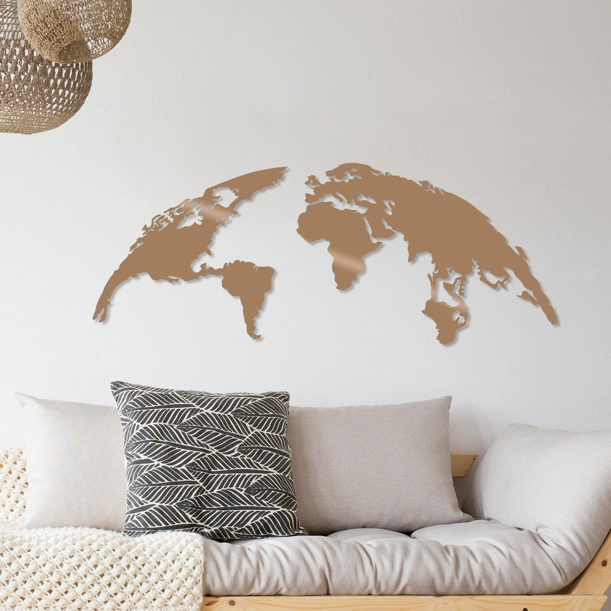 Decoratiune de perete Metal World Map Large2, Cupru, 59x1x150 cm - Cupru, SKU 891TNL1616