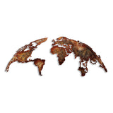 Decoratiune de perete Metal World Map Large2, Cupru, 59x1x150 cm - Multicolor, SKU 891TNL1616
