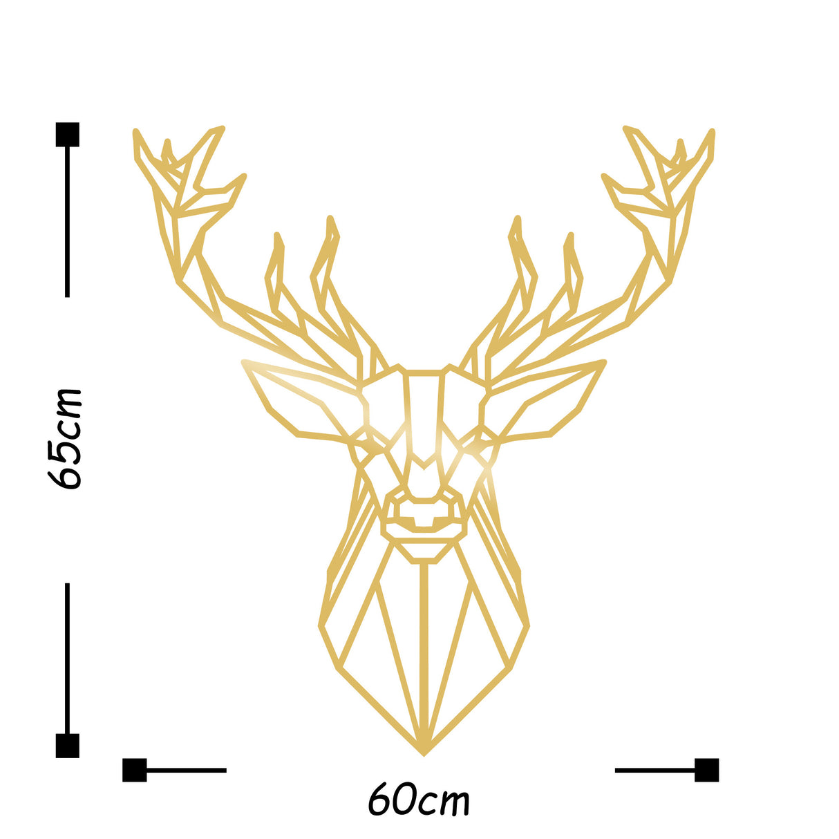 Decorațiune de perete din metal Deer4, Auriu, 60x65x0 cm