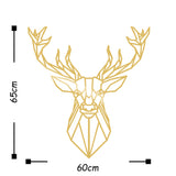 Decorațiune de perete din metal Deer4, Auriu, 60x65x0 cm