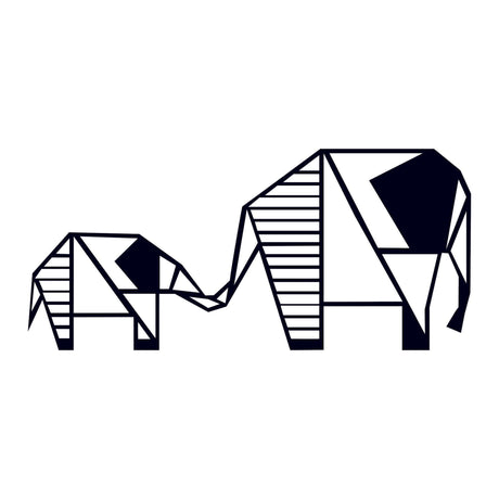 Decoratiune de perete Metal Elephant 3, Negru, 25x1x55 cm