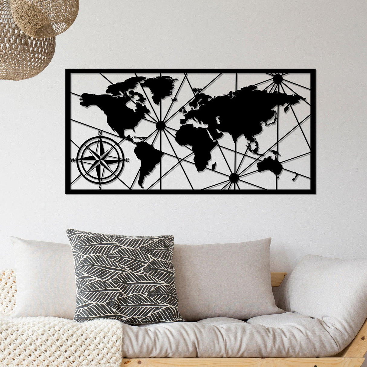 Decoratiune de perete Metal Tanelorn, Negru, 60x0x120 cm