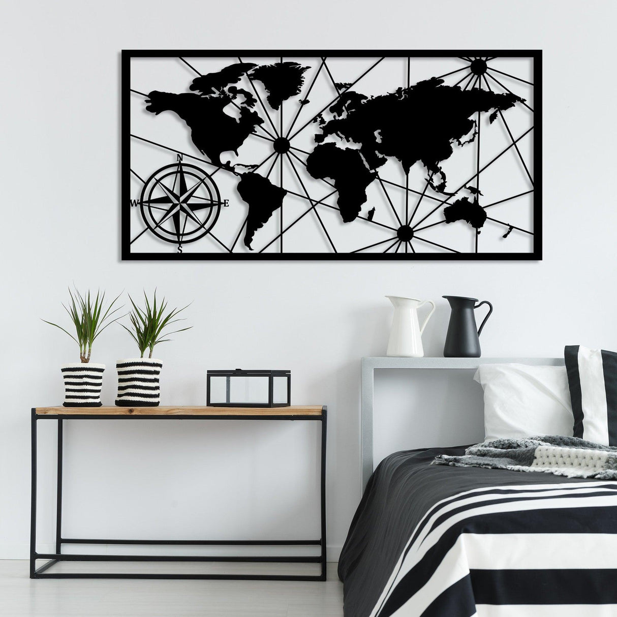 Decoratiune de perete Metal Tanelorn, Negru, 60x0x120 cm