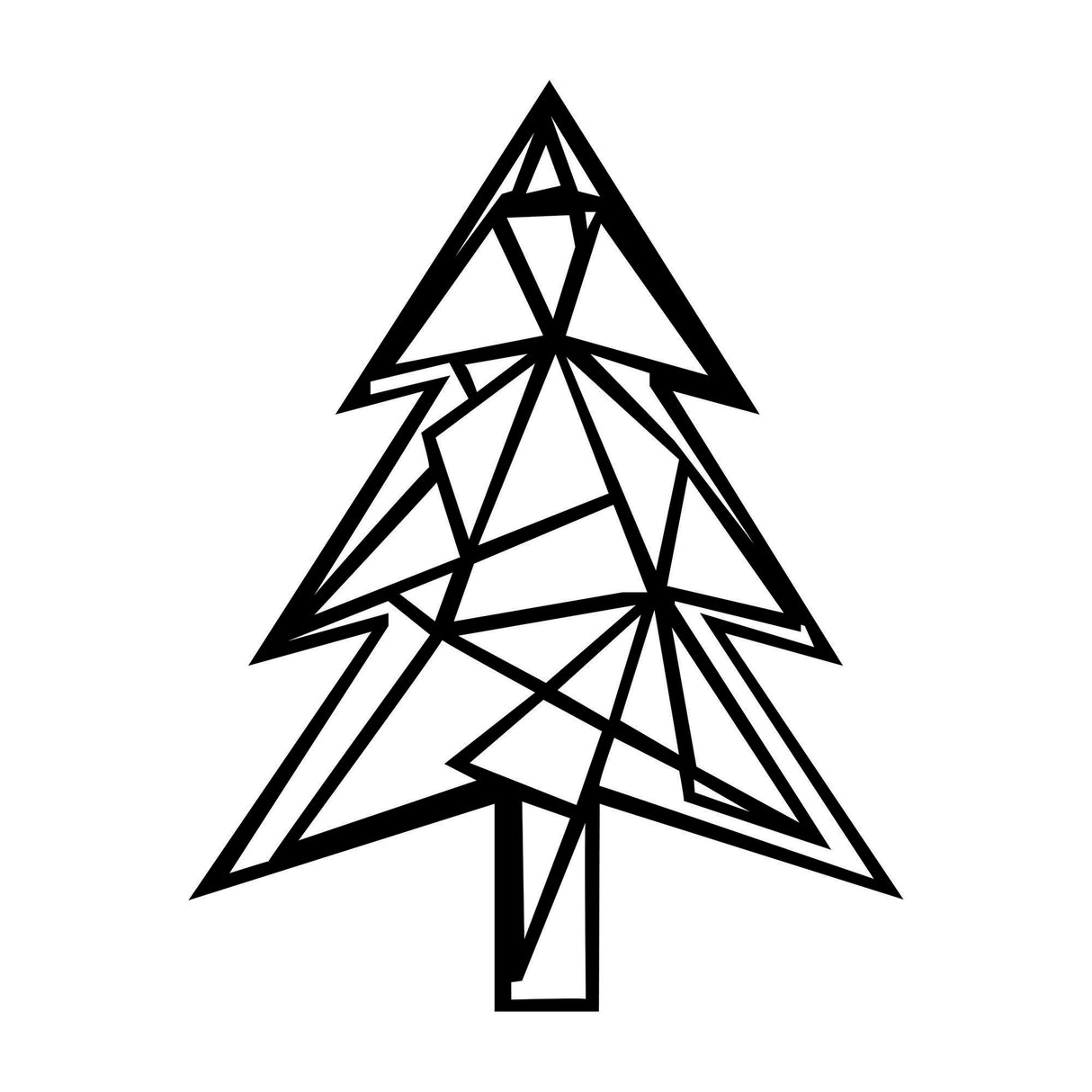 Decorațiune de perete din metal Pine Tree, Negru, 46x60x0 cm