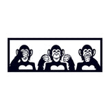 Decoratiune de perete Metal Three Monkeys - M, Negru, 25x1x70 cm