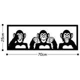 Decoratiune de perete Metal Three Monkeys - M, Negru, 25x1x70 cm