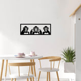 Decoratiune de perete Metal Three Monkeys - M, Negru, 25x1x70 cm