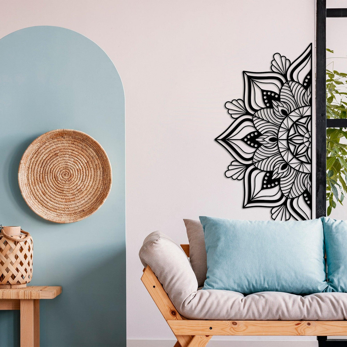 Decoratiune de perete Metal Mandala 1, Negru, 78x1x154 cm - Negru, SKU 891TNL1879
