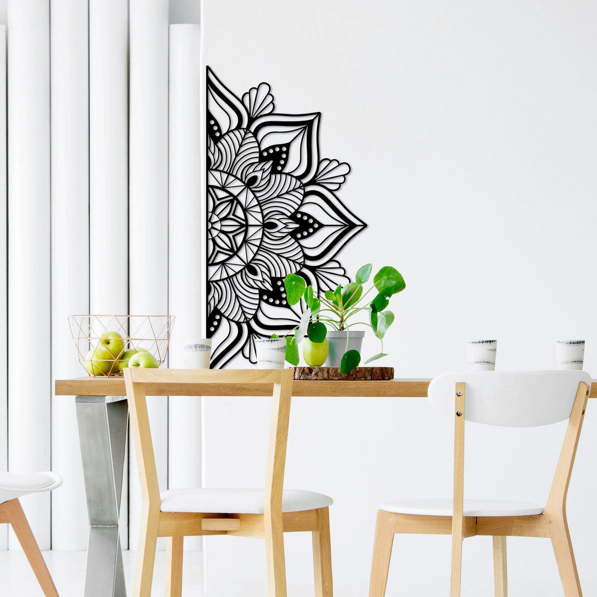 Decoratiune de perete Metal Mandala 1, Negru, 78x1x154 cm - Negru, SKU 891TNL1879