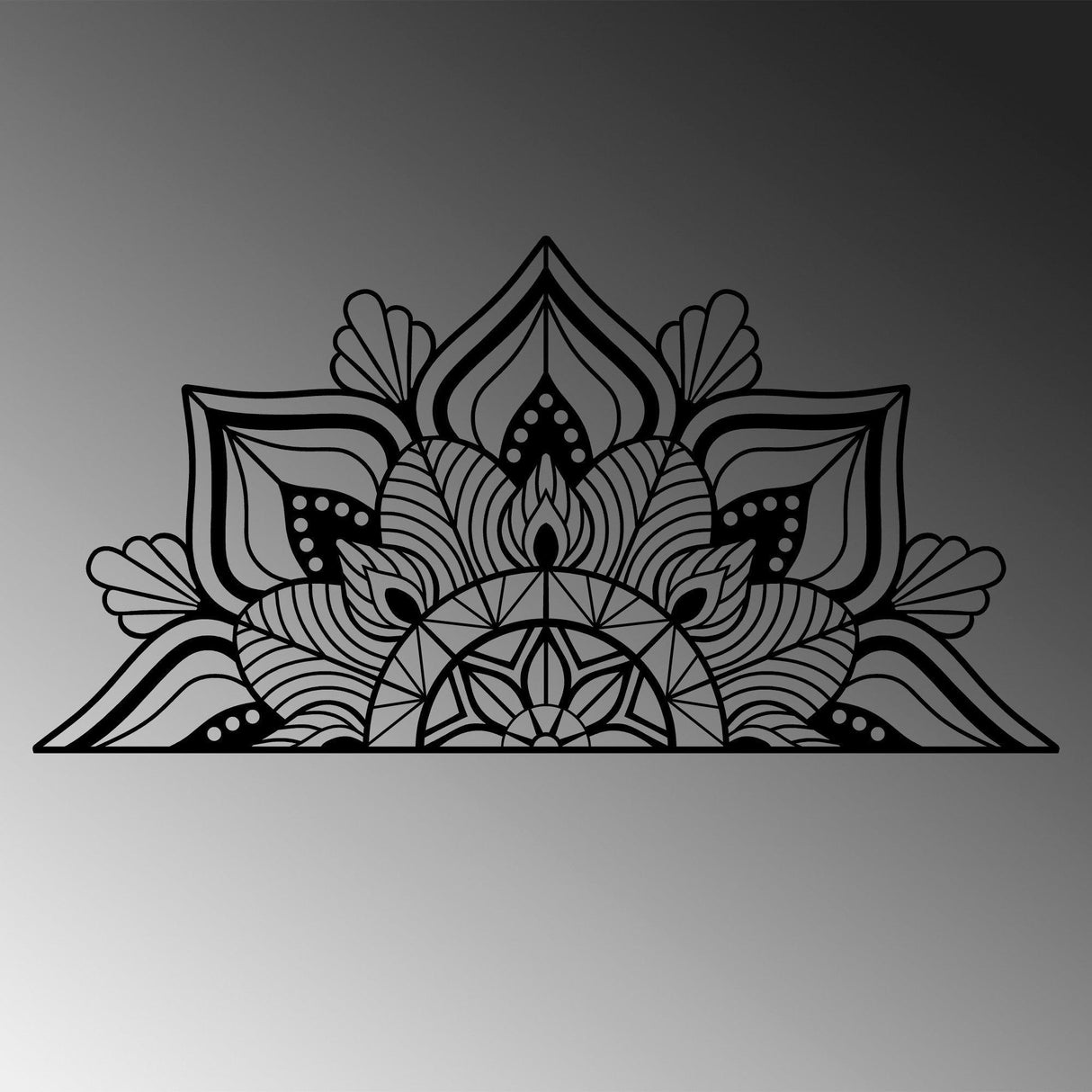 Decoratiune de perete Metal Mandala 1, Negru, 78x1x154 cm - Negru, SKU 891TNL1879