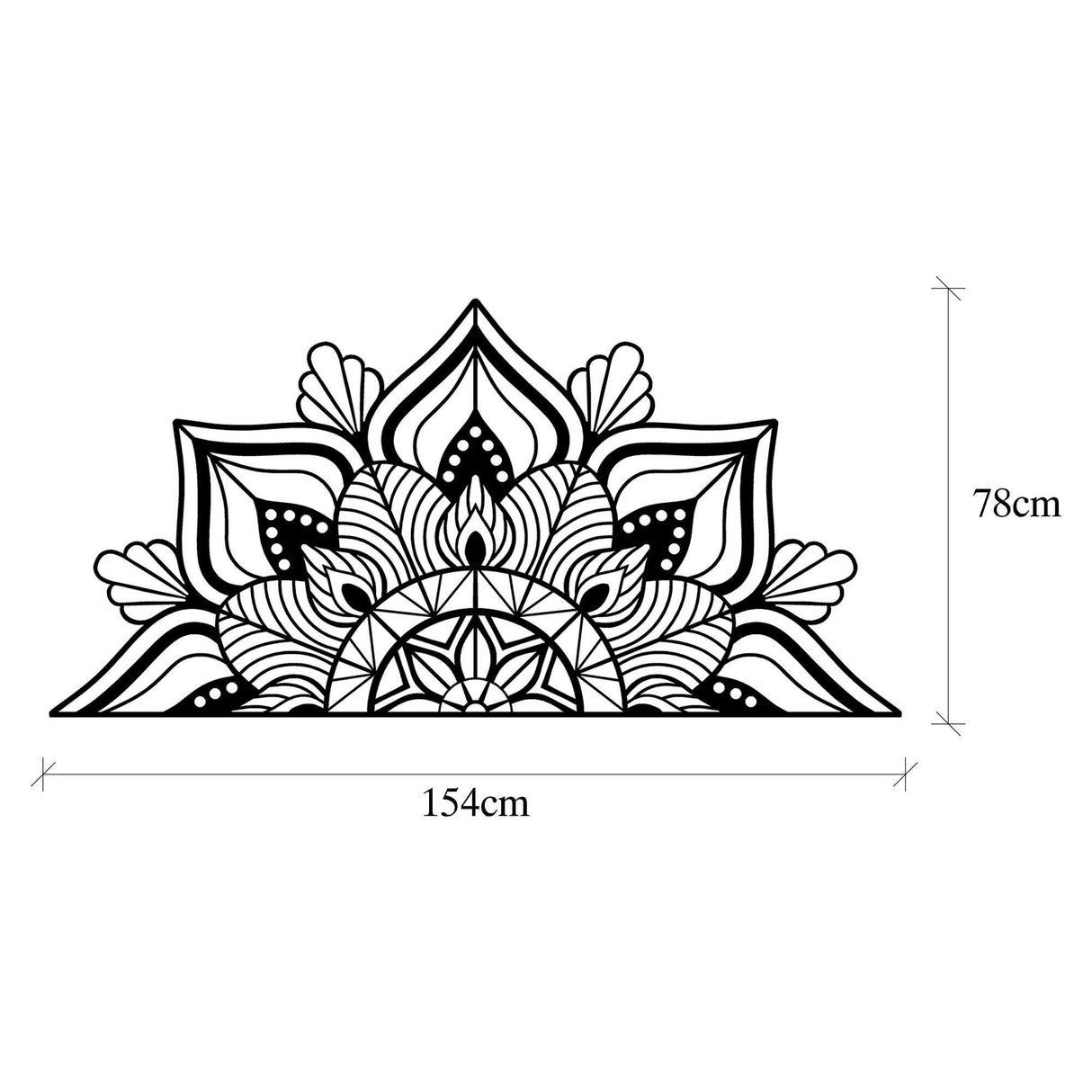 Decoratiune de perete Metal Mandala 1, Negru, 78x1x154 cm - Negru, SKU 891TNL1879
