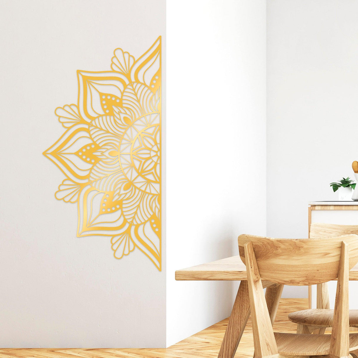 Decoratiune de perete Metal Mandala 1, Negru, 78x1x154 cm - Auriu, SKU 891TNL1879