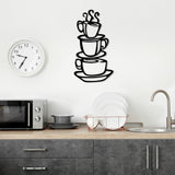Decoratiune de perete Metal Coffee, Negru, 75x1x40 cm