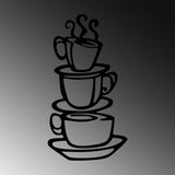 Decoratiune de perete Metal Coffee, Negru, 75x1x40 cm