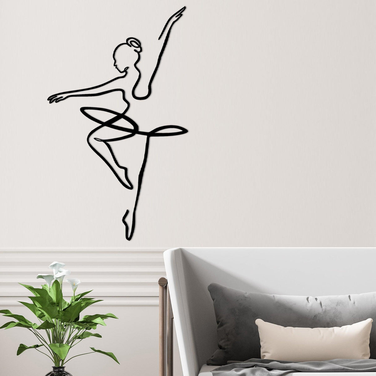 Decoratiune de perete Metal Ballerina 1, Negru, 0x42x70 cm