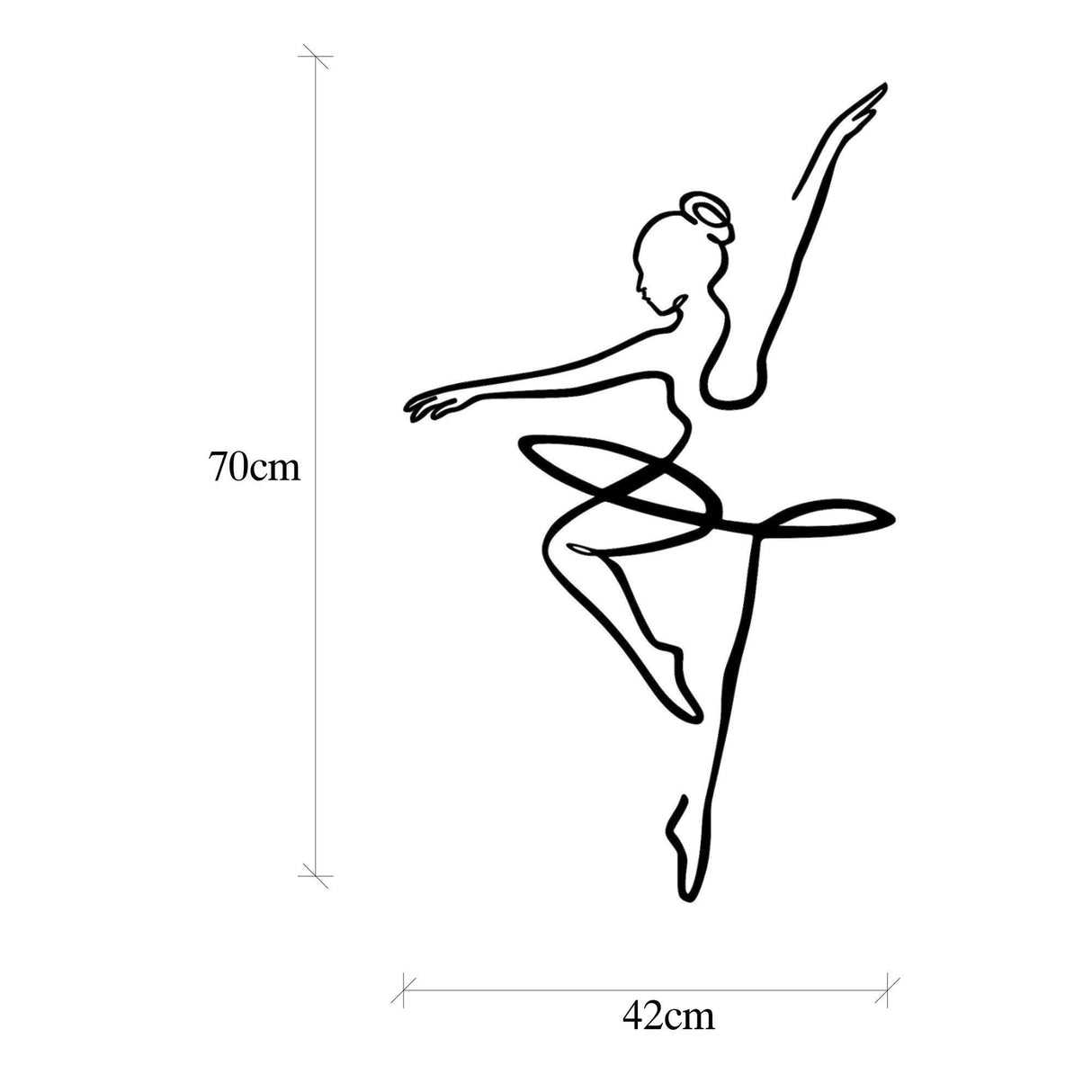 Decoratiune de perete Metal Ballerina 1, Negru, 0x42x70 cm